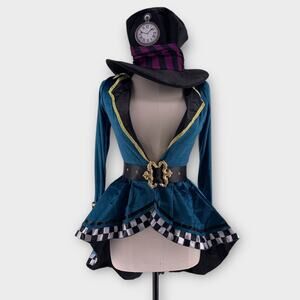 Leg Avenue Delightful Hatter Sexy Mad Hatter Costume XS-S *JACKET HAT BELT ONLY*